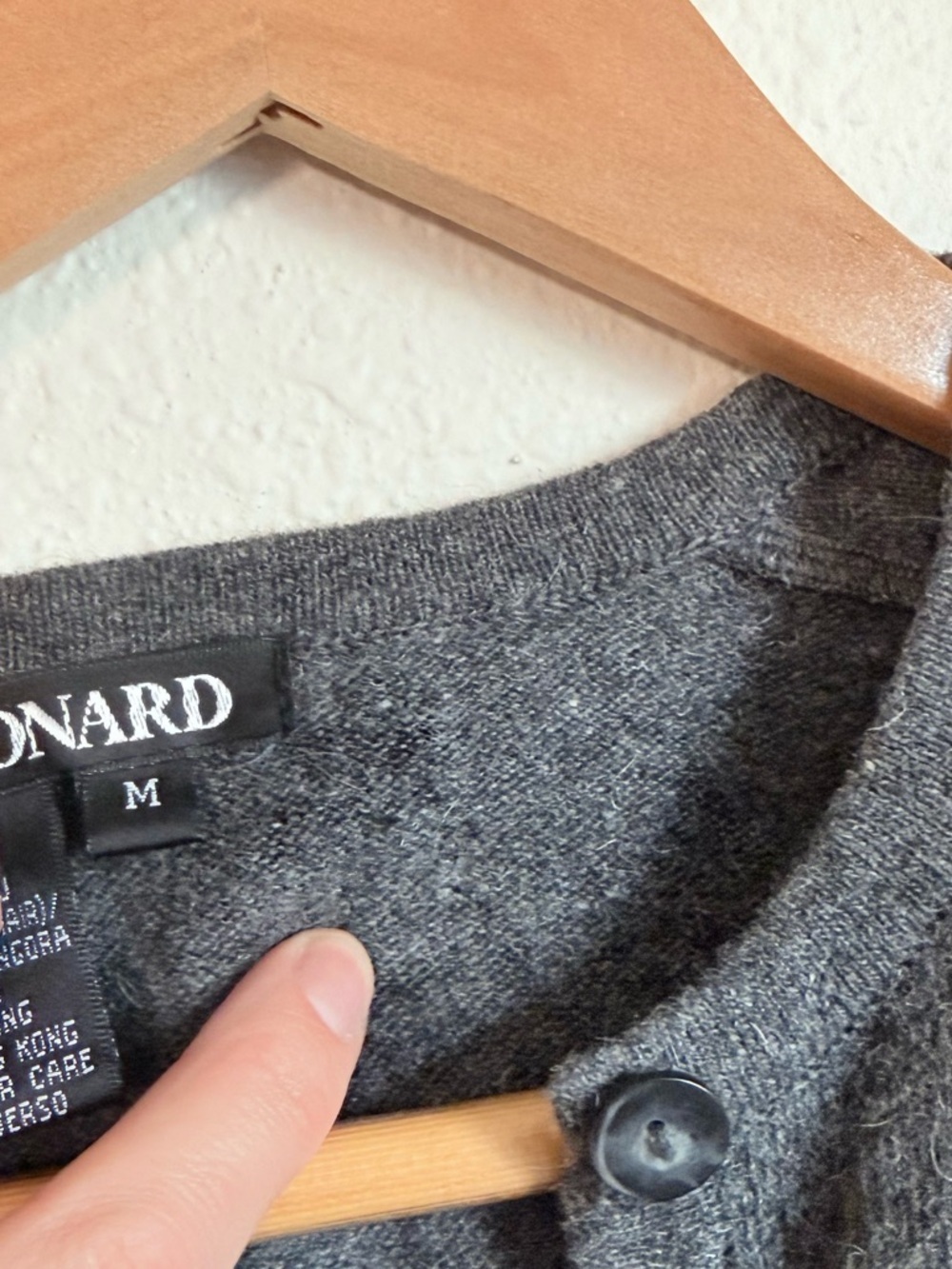 Vintage Nina Leanord Lambswool Angora Blend Crew Cardigan 90s Avant Garde Chic - Picture 7 of 8